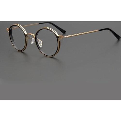 Designer pure titanium spectacle frame mens Retro round myopia customized height degree frame