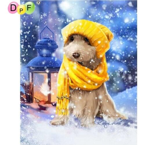 DPF DIY Gift 5D full Round Diamond Painting Diamond Embroidery scarf puppy snow Magic Cube Cross Stitch crafts Mosaic art Decor