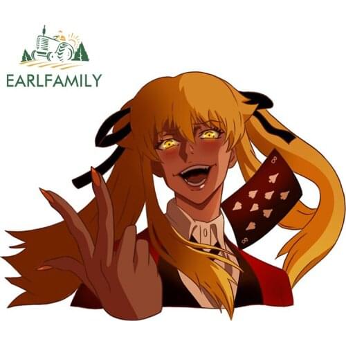 EARLFAMILY 13cm x 9.5cm For Kakegurui Yumeko Jabami Funny Car Decal Vinyl Car Wrap Stickers Waterproof Sunscreen Decoration