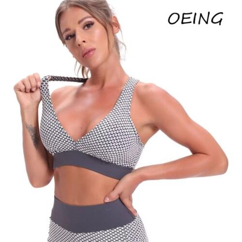 Fitness Jacquard Paded Yoga Bras Workout Joggers Clothes Sexy Breathable Sport Wear Casual Underwear