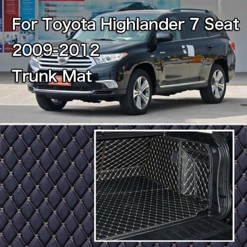 PU Leather Rear Trunk Cargo Liner Protector Mat Seat Back Cover For Toyota Highlander 7 Seats 2009-12
