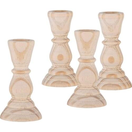 Classic Wooden Candlesticks 4 Inches Set Of 4 Unfinished Small Wooden Candle Holders To Craft, Paint Or Decorate