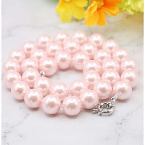 Beautiful! 12mm Pink South Sea Shell Pearl Necklace Pearl Jewelry Rope Chain Necklace Pearl Beads Natural Stone Women Girl Gift