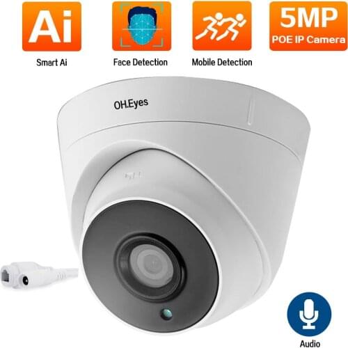 H.265 CCTV 5MP IP POE Camera Dome Smart Home Security Video Surveillance Kit Indoor Night Vision Monitoring Camera System Set