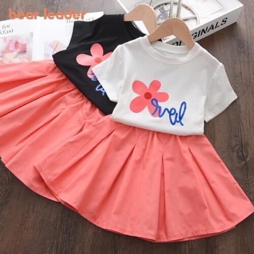 Menoea Baby Girls Clothing Sets Casual Summer Kids Flowers pattern Children Party Cute Suits T-shirt Skirt Outfits