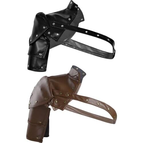 Gothic Punk Fashion Steampunk Faux Leather Clubwear Rivets Single Shoulder Armor Body Chest Harness Cosplay Costume Accessories
