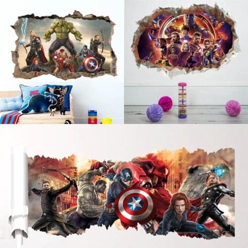 Cartoon Avengers 3D Vivid Wall Stickers Living room bedroom wall decoration movie poster art mural wall stickers for kids rooms