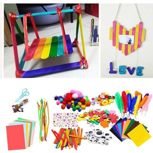 DIY Arts and Craft Set Pipe sticks Scissors for Children Boys Girls Kindergarten Supplies