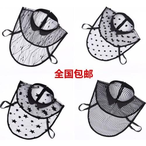 Women Apparel Accessories Dots PeterPan Fake Collar Clear Lace Adjusted Detachable False Collar Tie Wholesale
