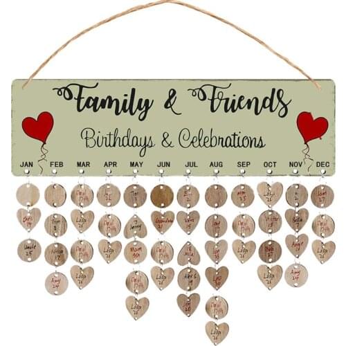 2021 New New Year Wooden Family Birthday Reminder Calendar Board Wall Hanging 2021 Decor
