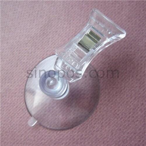Plastic Clear POP clips 48mm with suction cup, price tag display racks advertising sign holder pos wall sucking disc sucker