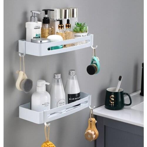 Bathroom Shelf Bath Shower Shelf Aluminum White Bathroom Corner Shelf Wall Mounted Black Aluminum Kitchen Storage Holder