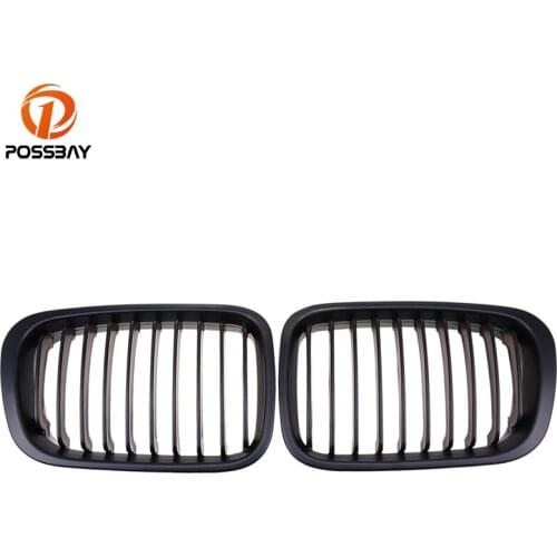 POSSBAY Front Matte Black Kidney Bumper Grills Grille for BMW 3-Series E46 320td/323i Touring 1998-2001 Pre-facelift Car-styling