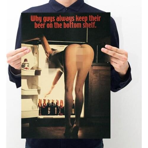 The Girl With the Beer Kraft Paper Posters Wall Stickers Home Decoration Paintings Household Goods