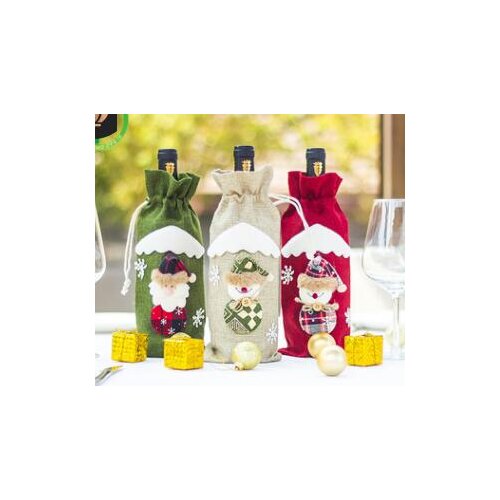 Christmas Red Wine Bottle Covers Bags Tableware Table Decoration Ornaments Decor Xmas Santa Claus