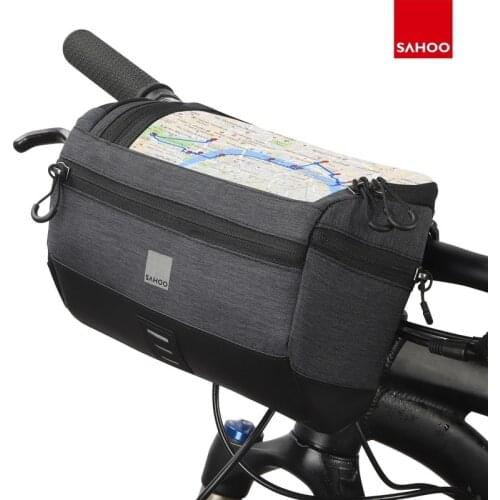 Sahoo Bike Handle Bar Bag Water-resistant Touchscreen Cycling Bike Bicycle Map Handlebar Bag Pack Basket Phone Camera Holder