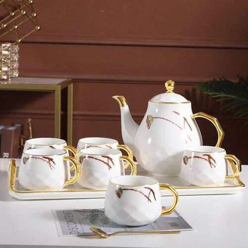 Nordic ceramic water set, household air cooled kettle, water cup and ceramic tray combination