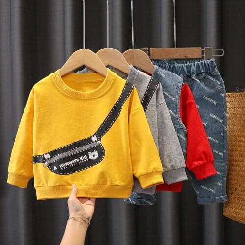 Spring Autumn Baby Boys Clothing Sets Children Boys Tracksuit 3 Pcs Vest +SHIRT+jeans Pants Clothes Suit Kids Boys Clothes