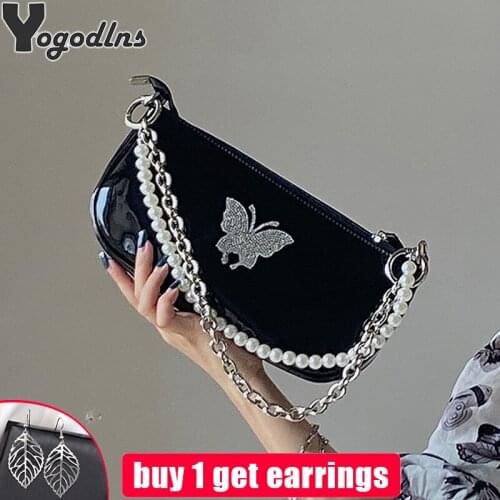 Fashion Butterfly Design Baguette Bag For Women Handbags and Purse Female Small Armpit Shoulder Bag Ladies PU Subaxillary Totes