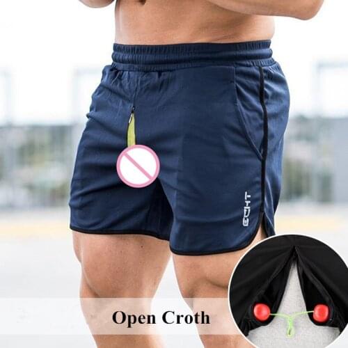 Outdoor Sex Pants Men Zippers Open Croch Summer Running Shorts Trousers Sports Jogging Fitness Quick Dry Mens Gym Shorts Clothes