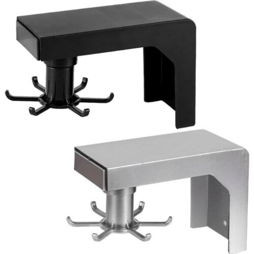 Retractable Utensil Holder Storage Rack Kitchen Organizer with 6 Hooks for Hang Key/ Coat/ Tea/Towel Home Rotating Rack