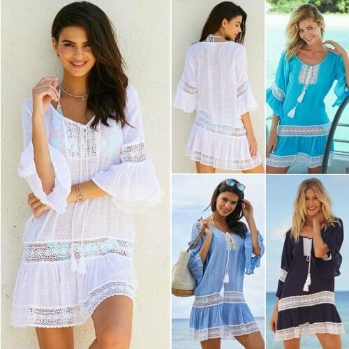 YHLZBNH Women Beach wear Dress Skirt Swimwear Bikini Cover Up Kaftan Summer Lace Crochet Top