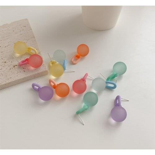 Candy Color Frosted Bubble Ball Earrings Colorful Beads Aesthetic Acrylic Earrings For Women Fashion Jewelry|Stud Earrings New