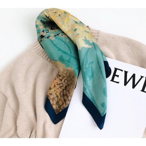 Hot 100% Real Silk Satin Women Scarf Flower Printed Foulard Femme Square Head Scarfs Bandana 2020 Shawl Scarves Gift For Lady