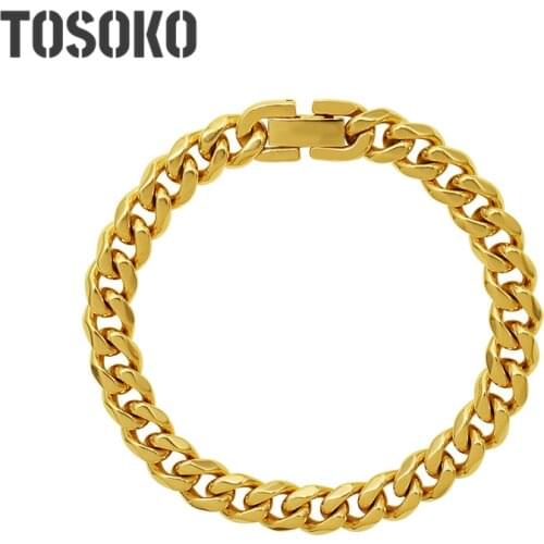 TOSOKO Stainless Steel Jewelry Exaggerated Link Chain Bracelet Womens Hip Hop Bracelet BSE227
