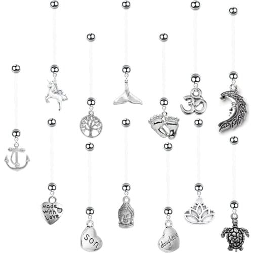 1PC Fashion Pregnancy Women Belly Rings Mom of Tree Heart Piercing Navel Boho Pregnant Belly Button Rings Body Piercing Jewelry