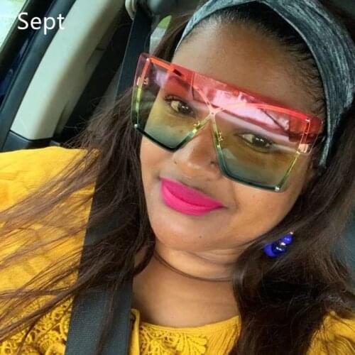 2021 Fashion Oversized Sunglasses Women Luxury Brand Rimless Square Sun Glasses Metal Female Shades UV400 Men Glasses