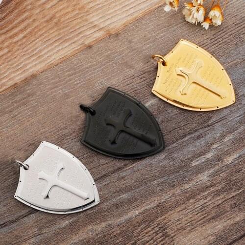 3 Colours Stainless Steel Cross Shield Pendant Fashion Charms Pendant KL010 JP