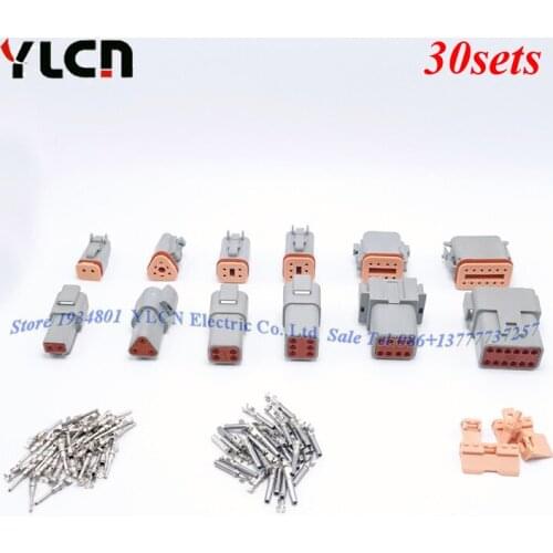 30 sets 6 models DT06/DT04 2/3/4/6/8/12 Pin Engine/Gearbox waterproof electrical connector for car,bus,motor,truck