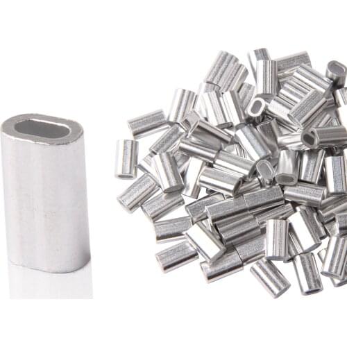300pcs Single Aluminum Flat Fishing Tube Fishing Wire Pipe M2.1-M4.1 Waterproof Aluminum Crimps Flat Sleeves Fishing Connector#3