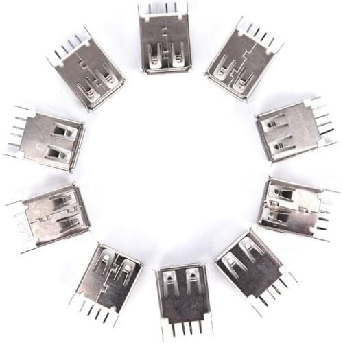 USB Female Socket Type A 4Pin 180 Degree Solder Connector