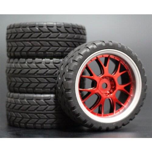 4pcs 1/10 RC Soft Rubber Touring Tire Tyre Wheel Rim