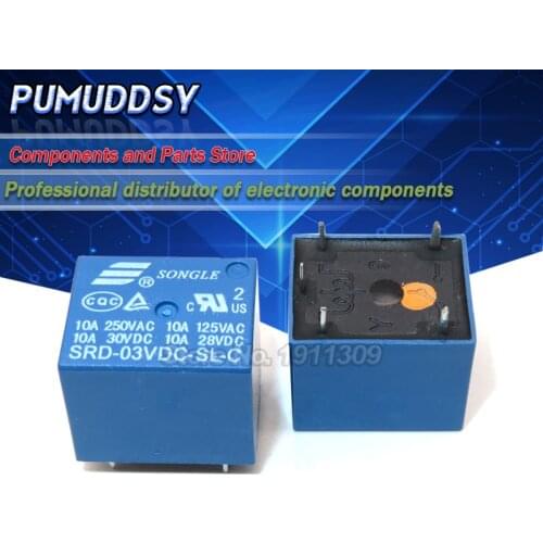 5PCS Relay SRD-03VDC-SL-C SRD-03VDC-SL SRD-03V SRD-03VDC relays 5PINS 3V DC High Quality