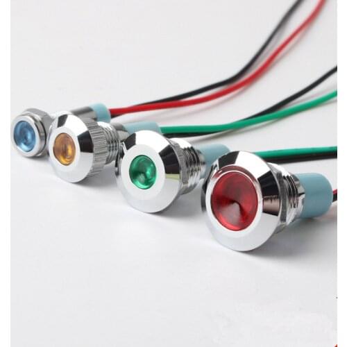 6mm/8/10/12mm red green yellow bule 12V 24V 110V 250V led metal indicator lamp indicator light single lamp waterproo