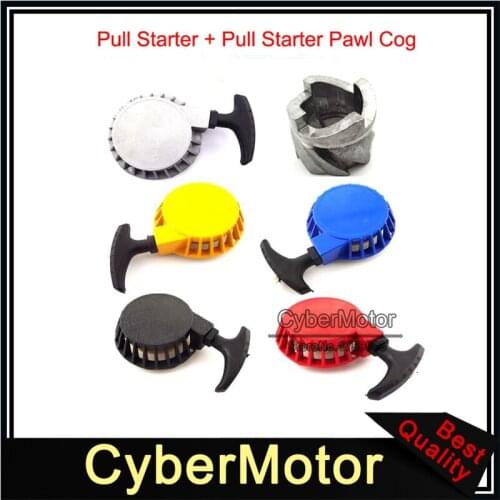 Aluminum Pull Starter + Pull Starter Pawl Cog For 2 Stroke 47cc 49cc Pocket Bike Mini Moto Dirt Kids ATV Quad Baby Crosser