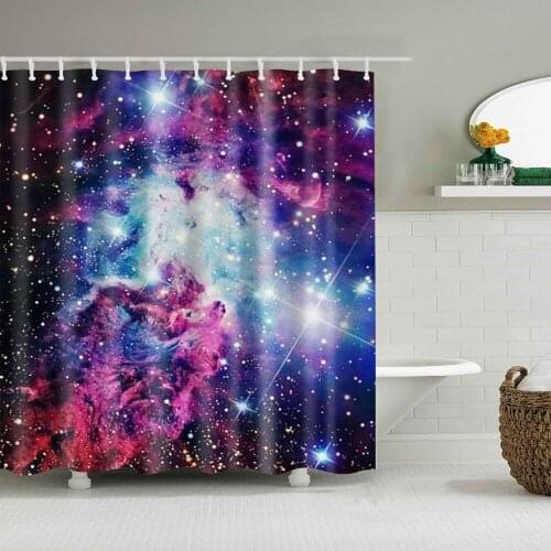 Brilliant Star Universe shower curtain High Quality Washable environmentally friendly shower curtain with plastic hook TZ160739