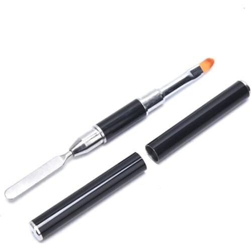Flower Brush 2-In-1 Double-Ended Dual-Use Nail Tool Nail Pen Poly Nail Gel Brush And Picker Stainless Steel Gel Color Bar