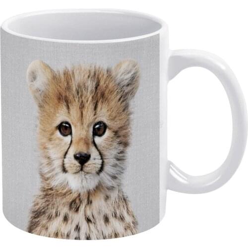 Baby Cheetah-Colorful White Mug 11 Oz Funny Ceramic Coffee/Tea/Cocoa Mug Unique Gift Cheetah Cub Tiger Lion Cat Animal Animals P