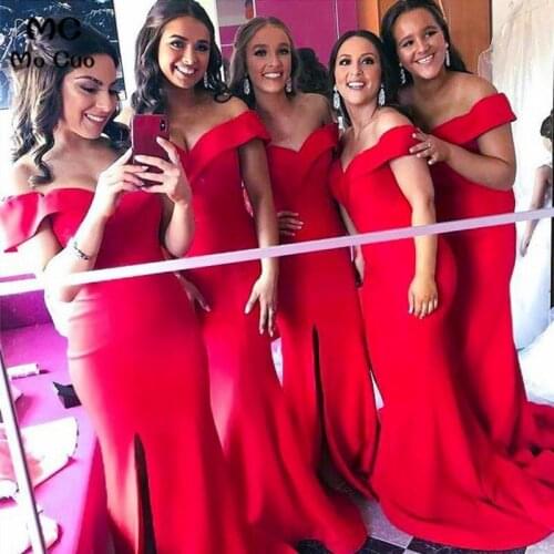 Elegant Mermaid Bridesmaid Dresses V-Neck Front Slit Wedding Guest Dresses Maid of Honor Wedding Party women Bridesmaid Dress