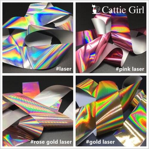 100CM Holographic Rose Gold Nail Foils Stickers Manicure Nail Art Transfer Paper Decal DIY Decoration