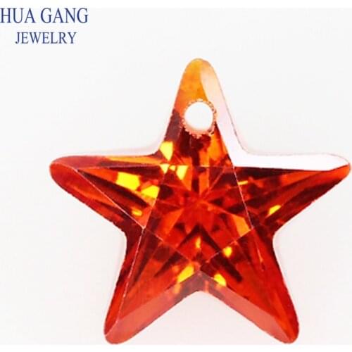 Single Hole AAAAA Star Shape Orange Cubic Zirconia Stone For Jewelry Making 4x4~10x10mm High Quality CZ Free Shipping