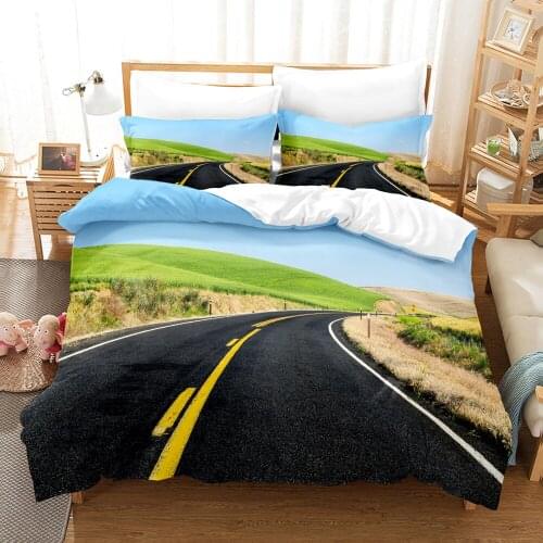 Beauty Tree Road Bedding Set Single Twin Full Queen King Size Tree Road Sky Bed Set Childrens Kid Bedroom Duvetcover Sets 003