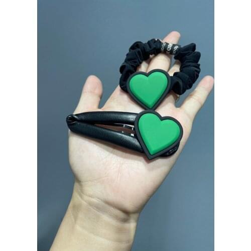 Koreanversion of the new green alloy love hair ring small intestine ring girl fashion simple ball head rubber band hair ropegirl