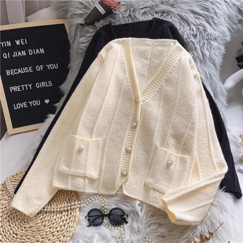 Short Knitted Cardigan Loose Lazy Women 2020 Spring And Autumn New Fashion French V-neck Autumn Winter Sweater Trend