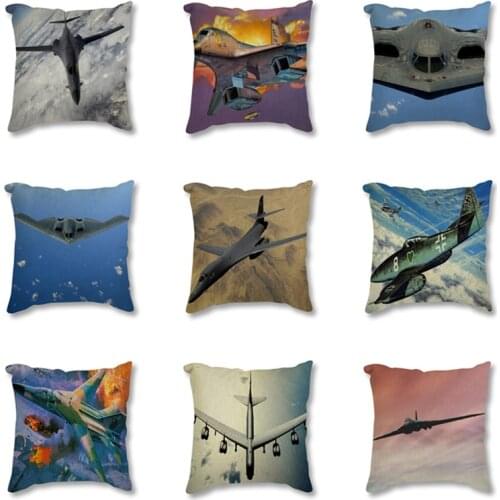 Aircraft Style Linen Pillow Case 45X45 Decorative Cushion Cover for Sofa Seat Cushion Throw Pillow Cover