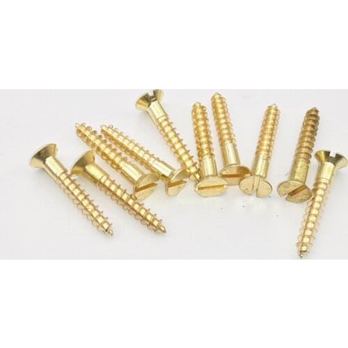 M2 M2.5 M3 M4 Brass Slotted countersunk head screws flat self-tapping wood bolt 6mm-40mm Length